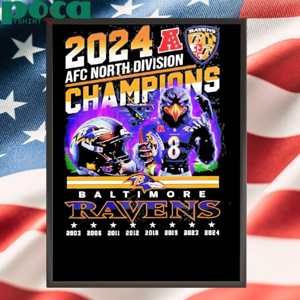 2024 AFC North Division Champions Baltimore Ravens Mascot Shirt