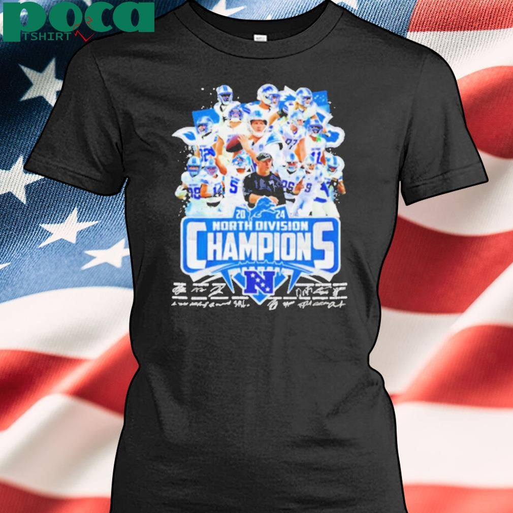 2024 North Division Champions Detroit Lions players signatures shirt