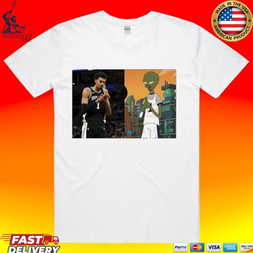 2026 Victor Wembanyama Alien Comparison Meme Basketball Fans Graphic T-shirt
