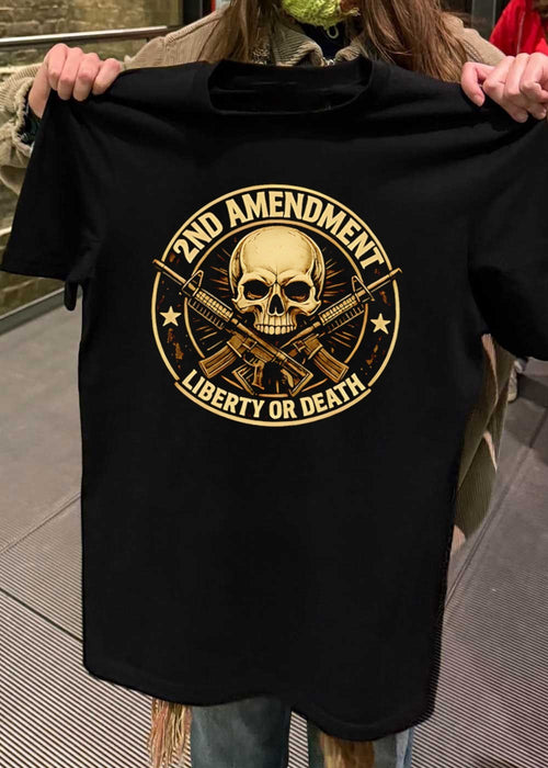 2nd Amendment Skull Rifle Liberty or Death T-Shirt