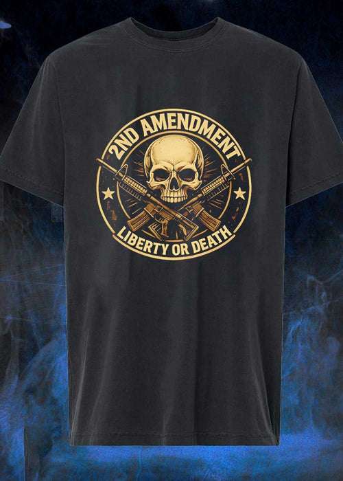 2nd Amendment Skull Rifle Liberty or Death T-Shirt
