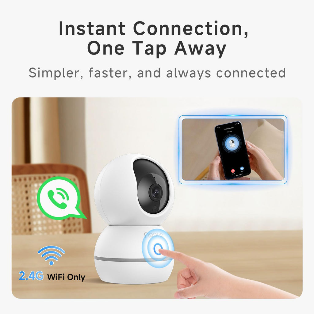 Noorio Security Camera 2K, Baby Monitor Dog Camera 360-degree for Home Security/Smart Motion Tracking, Phone App, IR Night Vision, Siren, Compatible with Alexa, 2-Way Audio, CS201