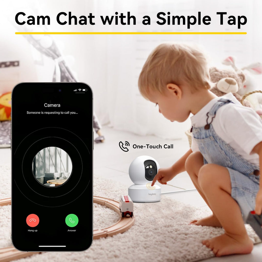 BoyKeep 2K Cameras for Home Security, 2-Pack Indoor Camera with Night Vision, Pet Camera Indoor with Phone App, Motion Detection, 2-Way Audio, Cloud/SD Card Storage, Compatible with Alexa