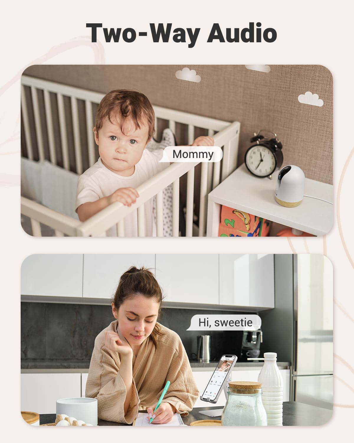 Indoor Security Camera 2K, Pet Camera with Phone App, WiFi Cameras for Home Security Camera for Dog/ Baby Monitor/Elder Pan Tilt, 5/2.4GHz, 24/7, 2-Way Talk, Human Detection, Motion Tracking, Cloud