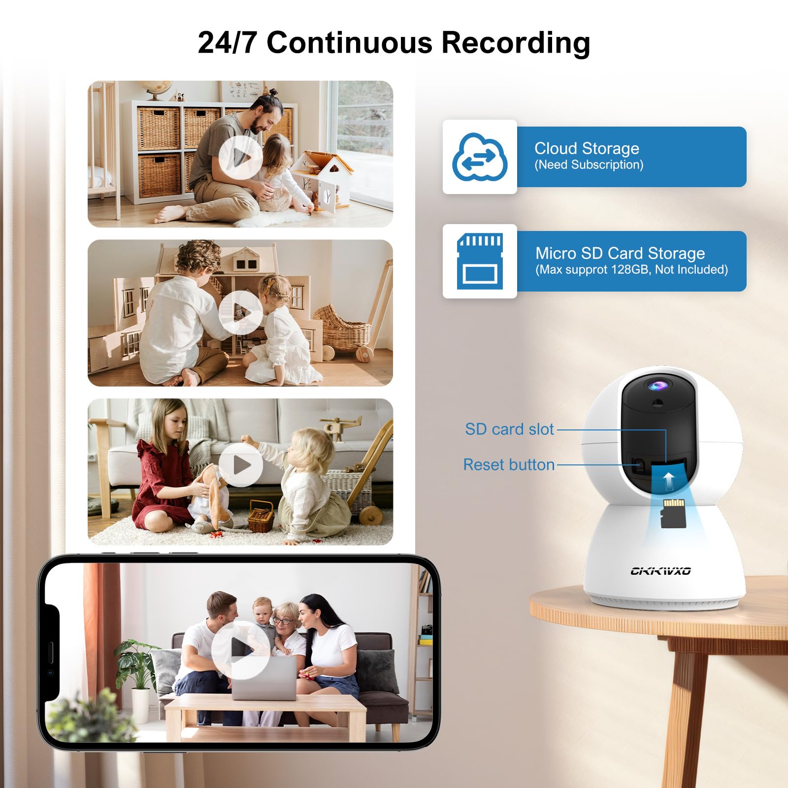 2K Wi-Fi Indoor Security Camera, 2.4/5GHz Wi-Fi Pet Cam, 3MP Camera for Baby & Pet Monitoring, Pet Camera with Phone App for Home Security,IR Night Vision,Two-Way Audio,Motion Tracking