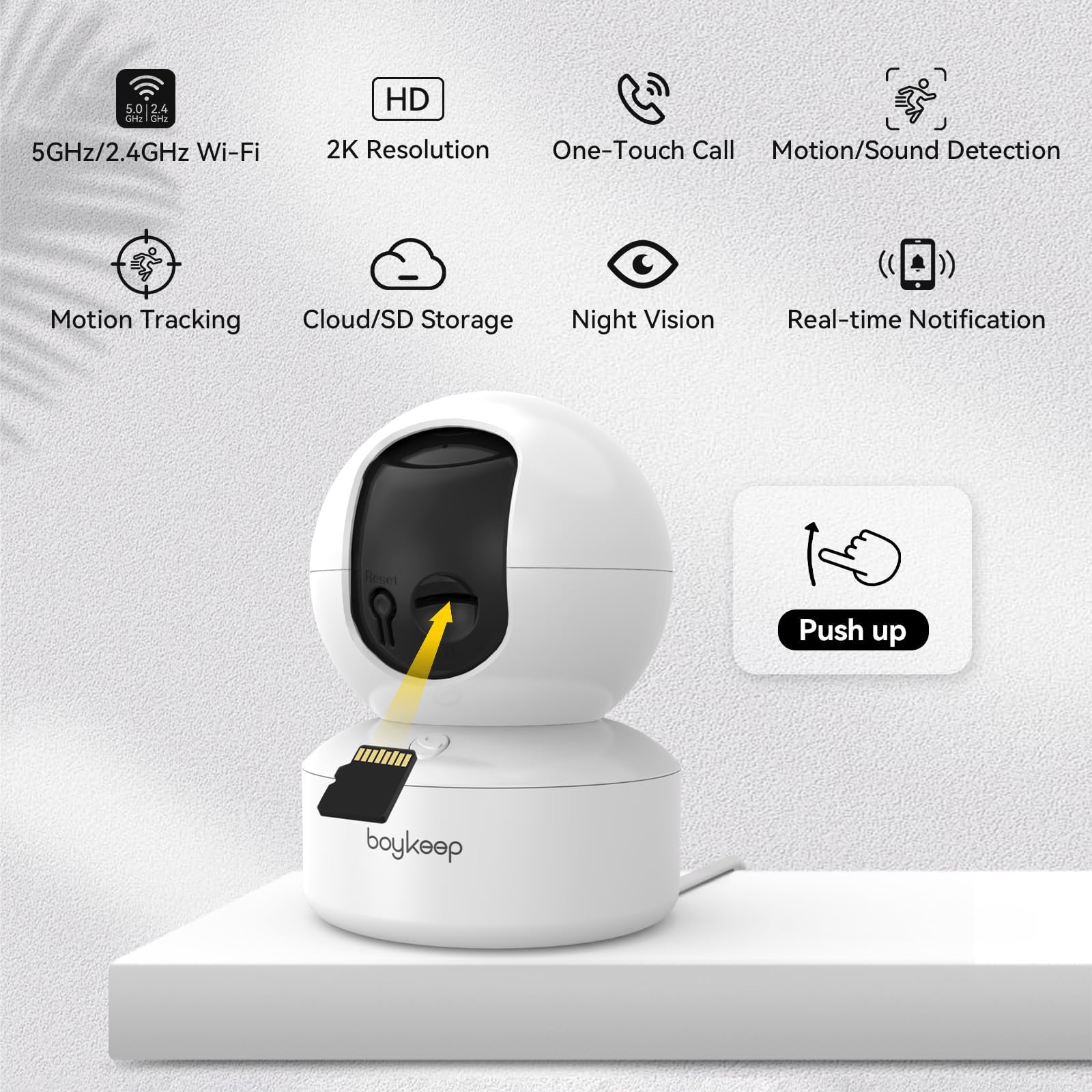 BoyKeep 2K Cameras for Home Security, 2-Pack Indoor Camera with Night Vision, Pet Camera Indoor with Phone App, Motion Detection, 2-Way Audio, Cloud/SD Card Storage, Compatible with Alexa