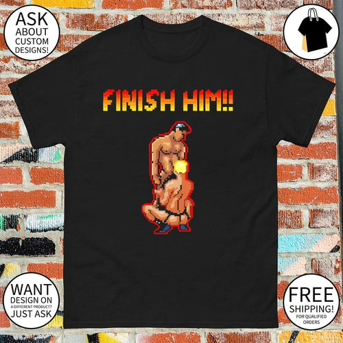 8bit Gamer Gay LGBT Finish Him shirt