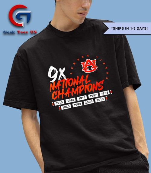 9X National Champions Auburn Tigers football logo shirt
