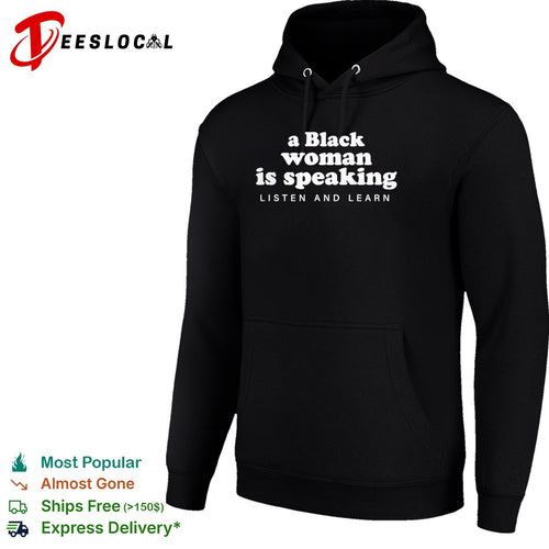 A black is speaking listen and learn shirt