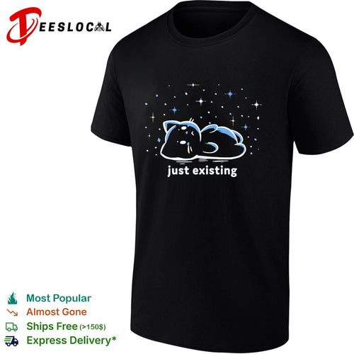 A cat just existing looking up at the stars shirt
