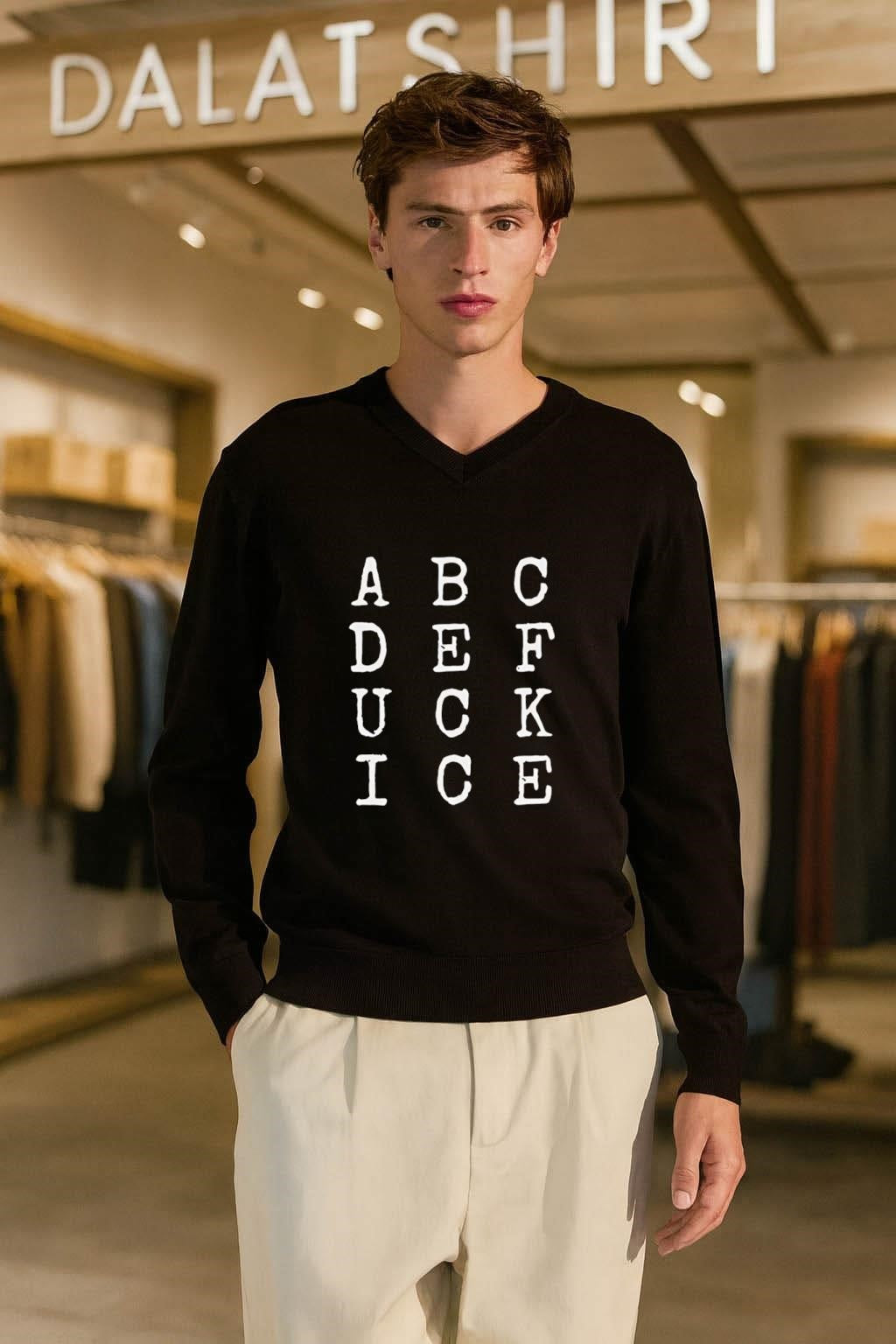 ABC DEF UCK ICE Typewriter Font Grid Alphabet shirt