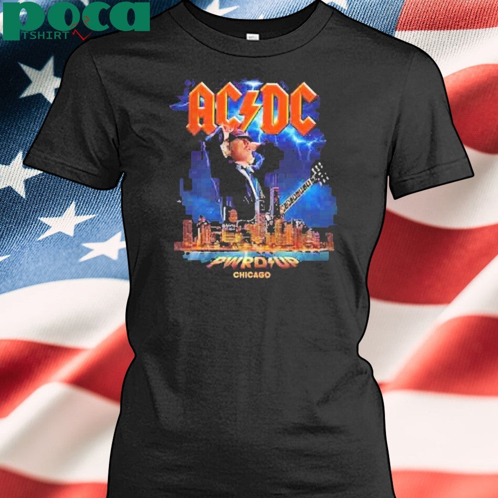 AC DC 2025 Chicago PWR Up Tour Tee At Soldier Field Chicago Illinois On May 24th 2025