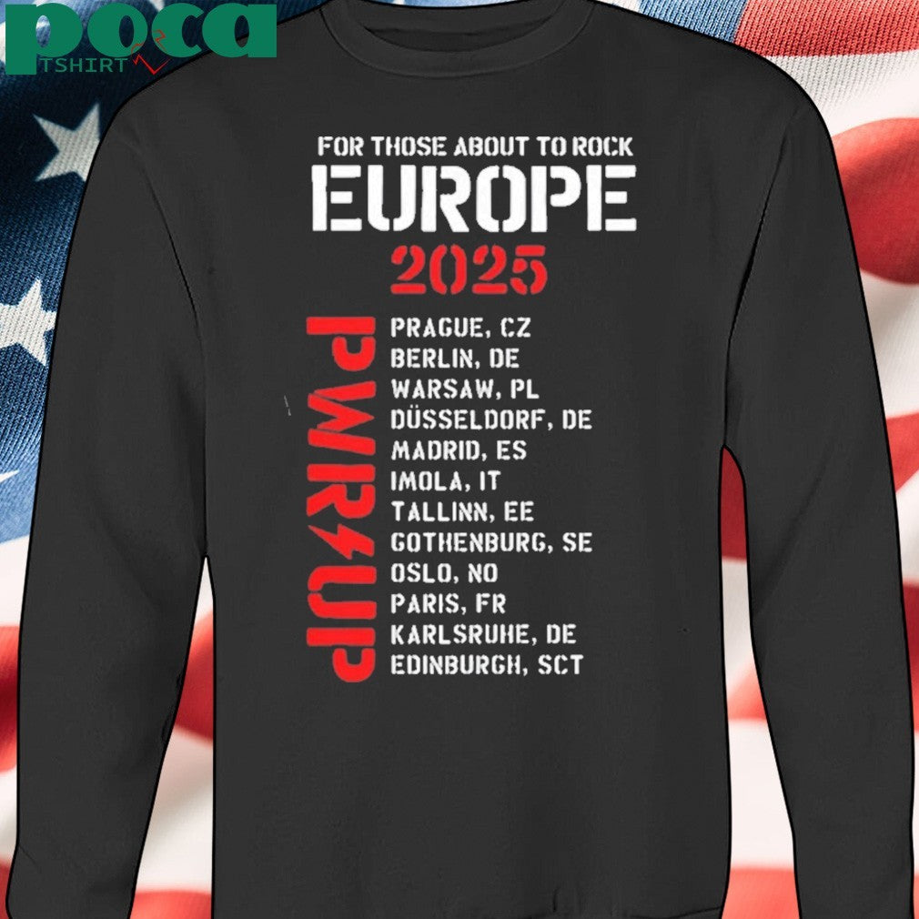 ACDC PWR UP Tour EU 2025 Schedule Two Sided Unisex T-Shirt
