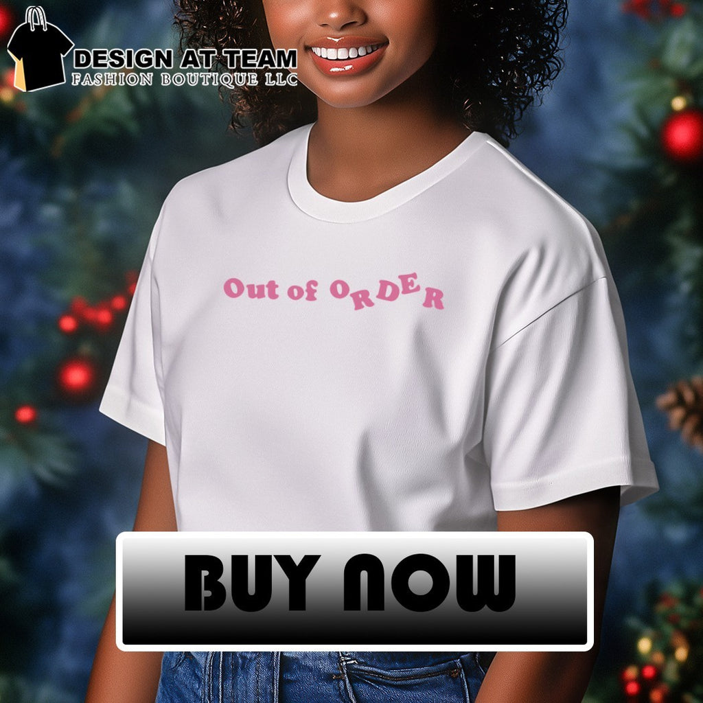 Adwoa Aboah wearing Out of Order shirt