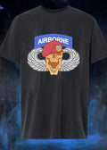 Airborne Skull Maroon Beret and Parachutist Wings Military Graphic T-Shirt