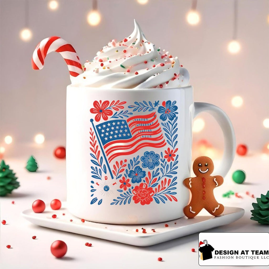 American flag Flowers Freedom Democracy Justice Truth Fdt Fot Botanical 4th of July shirt
