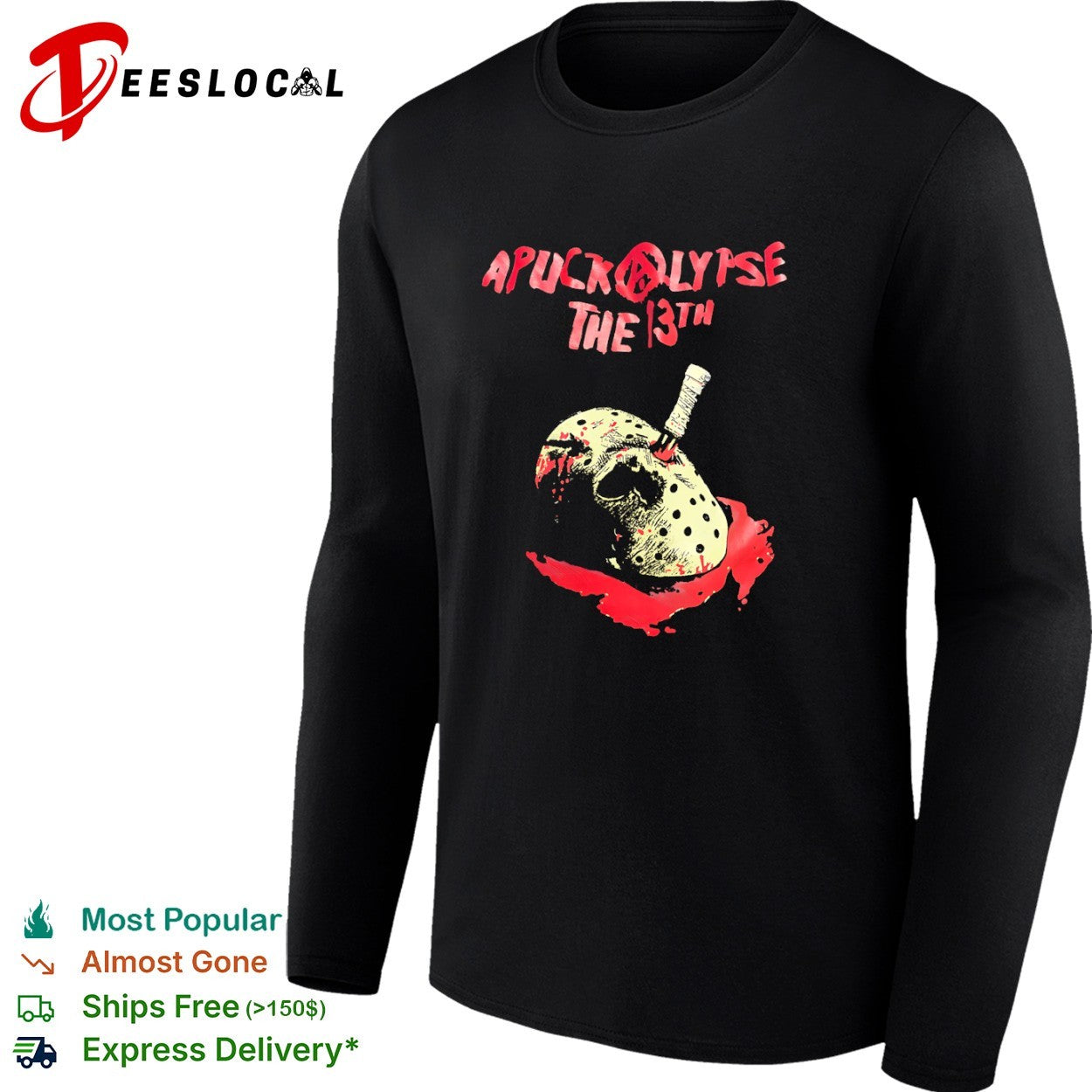 Apocalypse The 13th Jason Voorhees hockey mask blood knife shirt