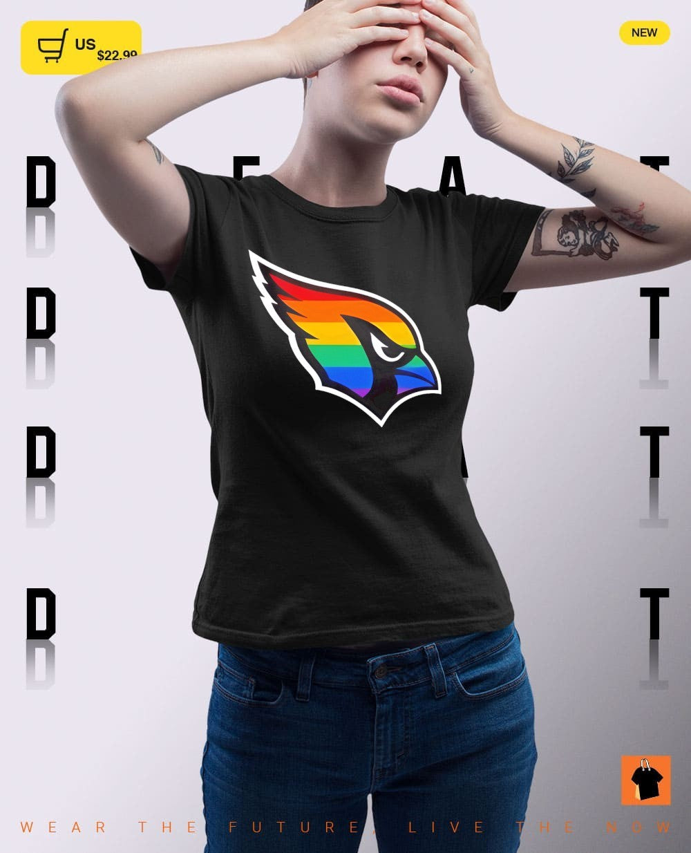Arizona Cardinals rainbow pride mascot logo apparel unisex soft crewneck shirt