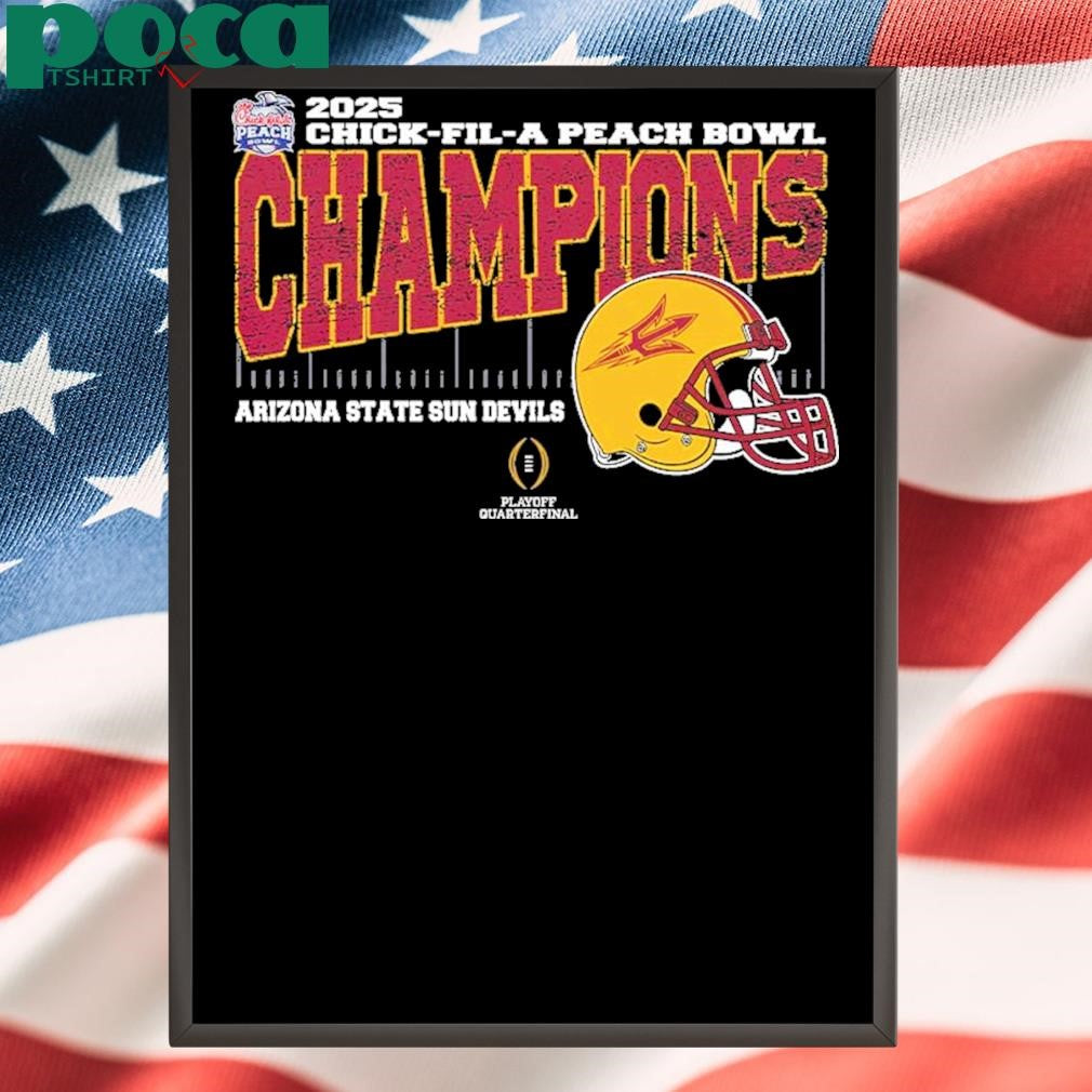 Arizona State Sun Devils 2025 Chick fil A Peach Bowl Champions College Football Playoff Quarterfinal Vintage Style With Helmet shirt