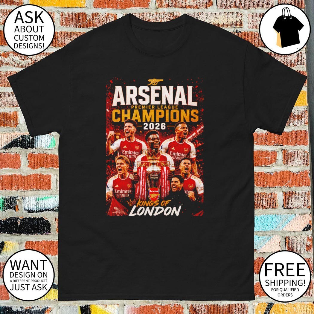 Arsenal Champions 2026 Premier League Team Poster Kings of London shirt