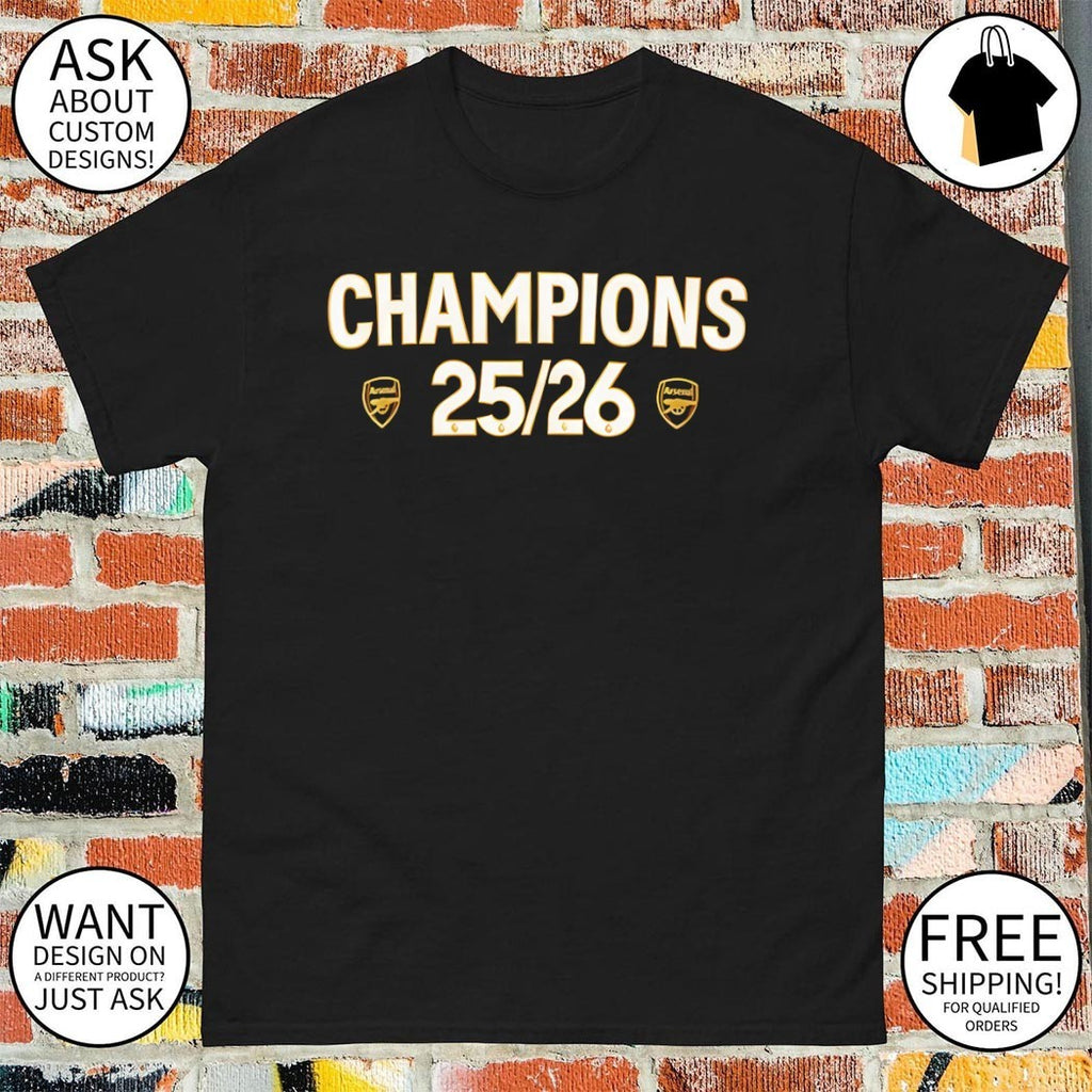 Arsenal FC Champions 25 26 Premier League logo shirt