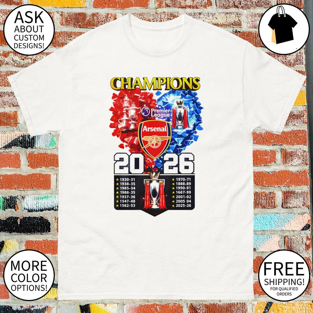 Arsenal FC Premier League 2026 Champions Lover shirt