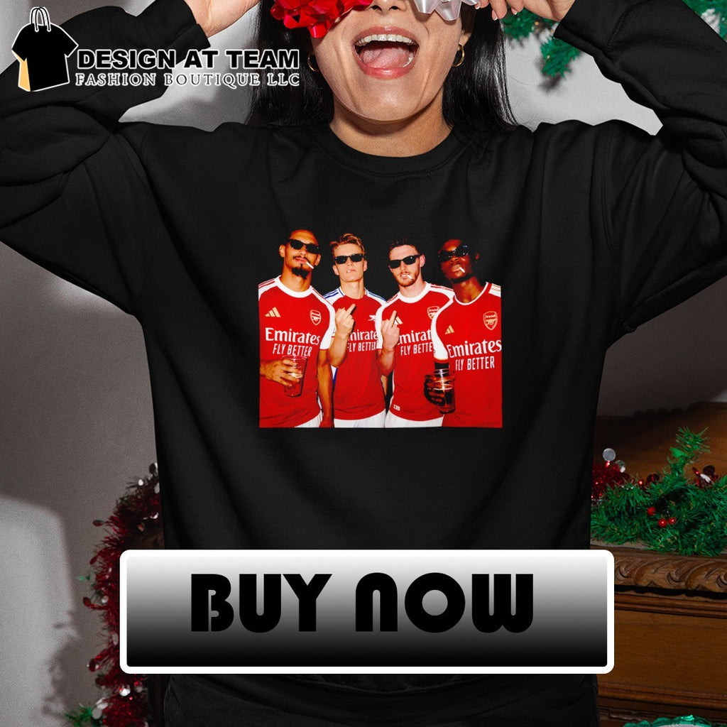 Arsenal Saka Odegard Middle Finger Photo Premier League Champions 2025 26 shirt