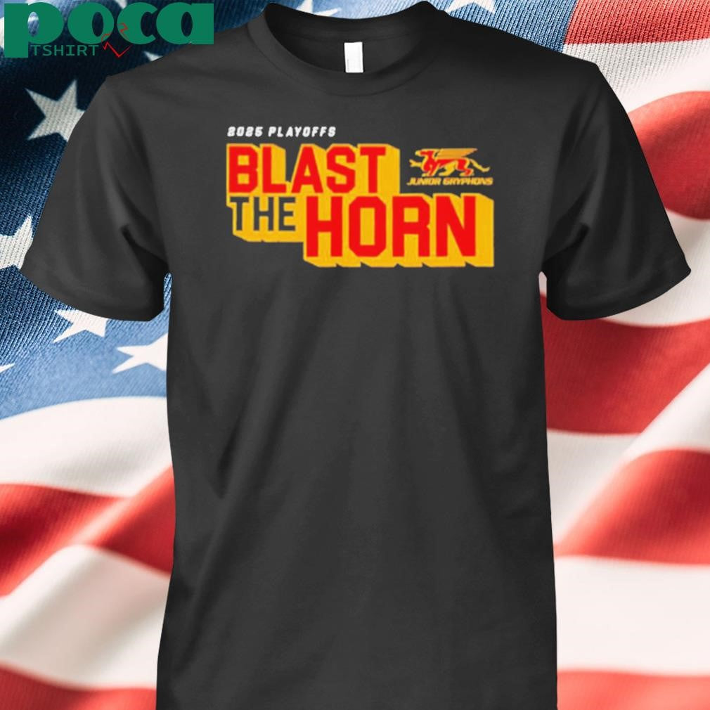 Authorized 2025 Guelph Jr Gryphons Playoff blast the horn shirt