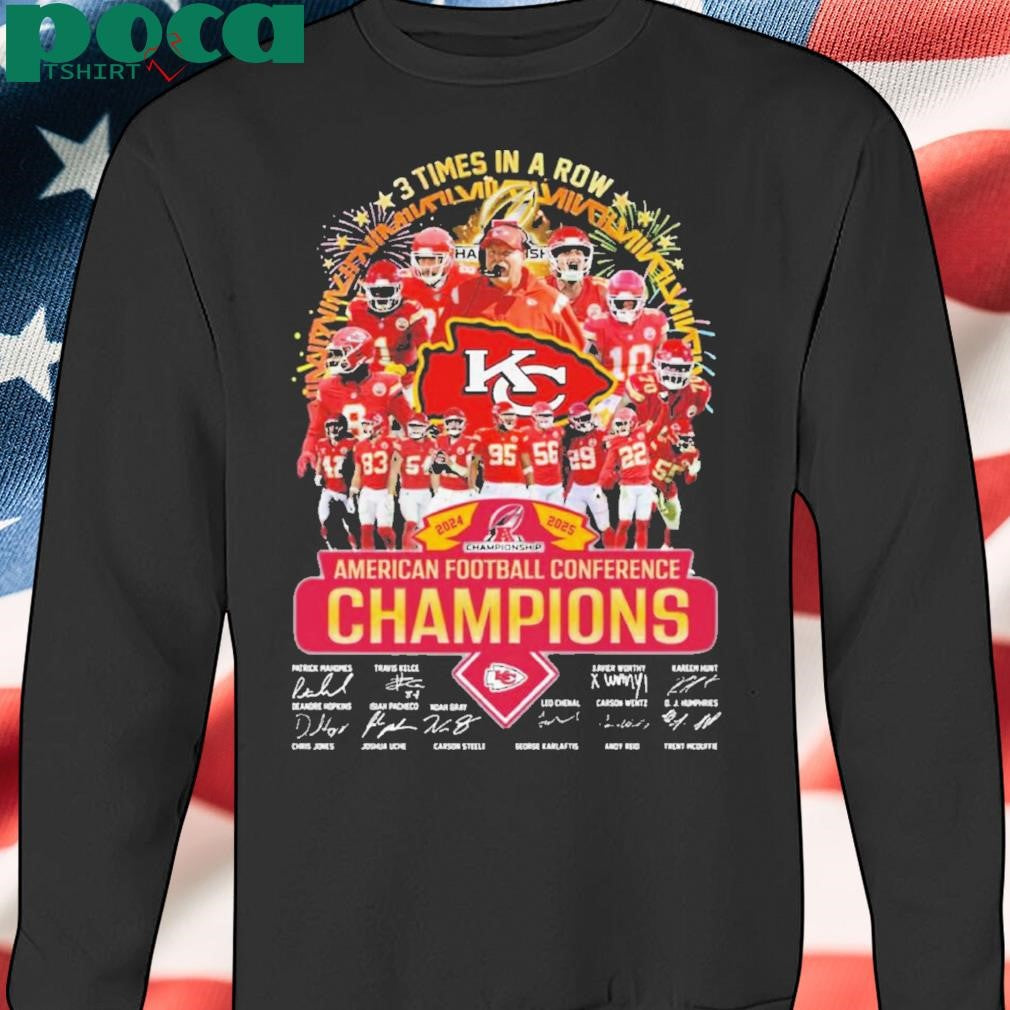 Authorized 3 Times In A Row American Football Conference Champions Kansas City Chiefs Shirt