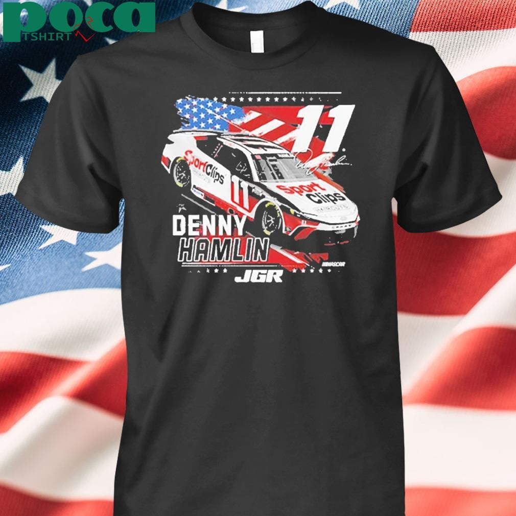 Authorized Denny Hamlin Joe Gibbs Racing Team Collection Patriotic Car T-shirt