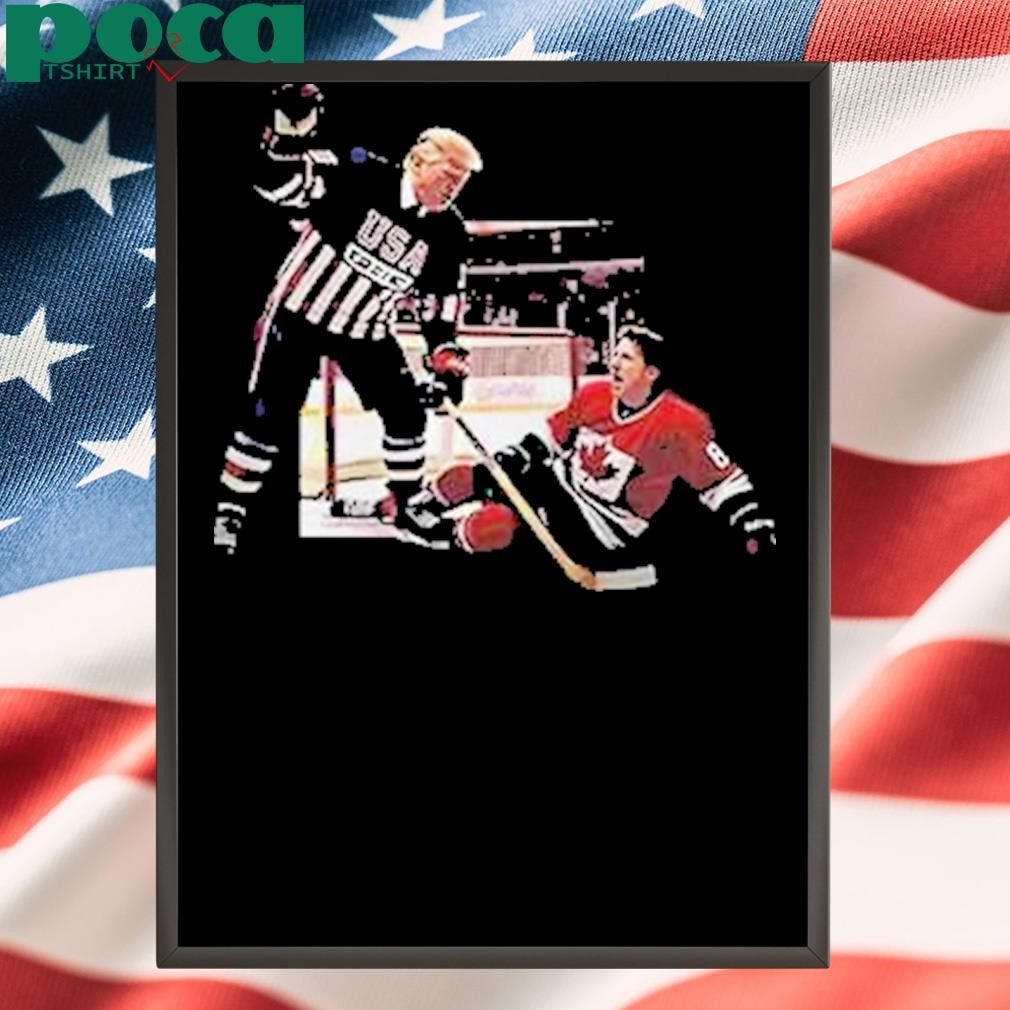 Authorized Trump Defeating Justin Trudeau Funny Hockey Shirt