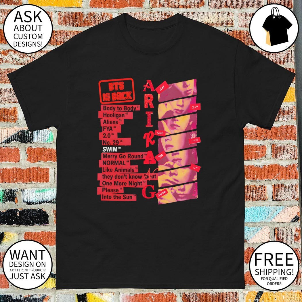 B.T.S World Tour 2026 Arirang Concert Namjoon Seokjin Yoongi Hoseok Jimin V Jungkook shirt