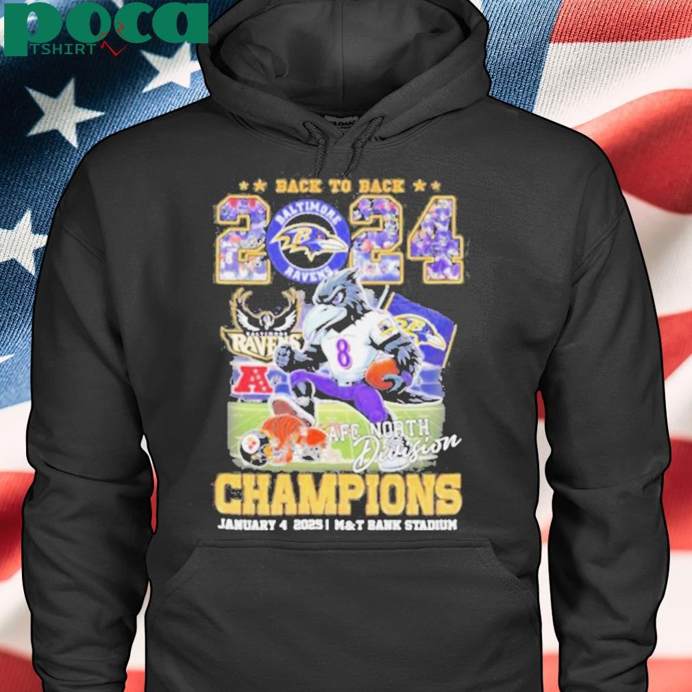 Back To Back 2024 AFC North Champions Baltimore Ravens Mascot Shirt
