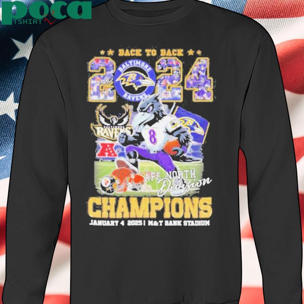 Back To Back 2024 AFC North Champions Baltimore Ravens Mascot Shirt