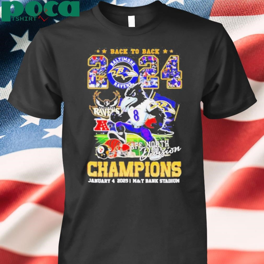 Baltimore Ravens back to back 2024 AFC North Division champions mascot shirt