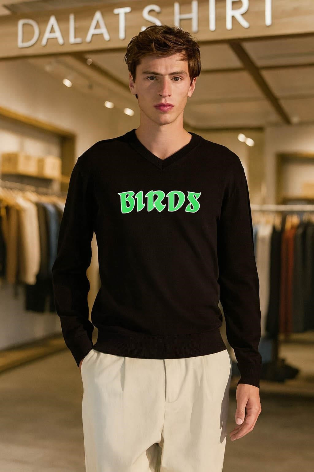 Birds Green Bubble Lettering Streetwear Style shirt