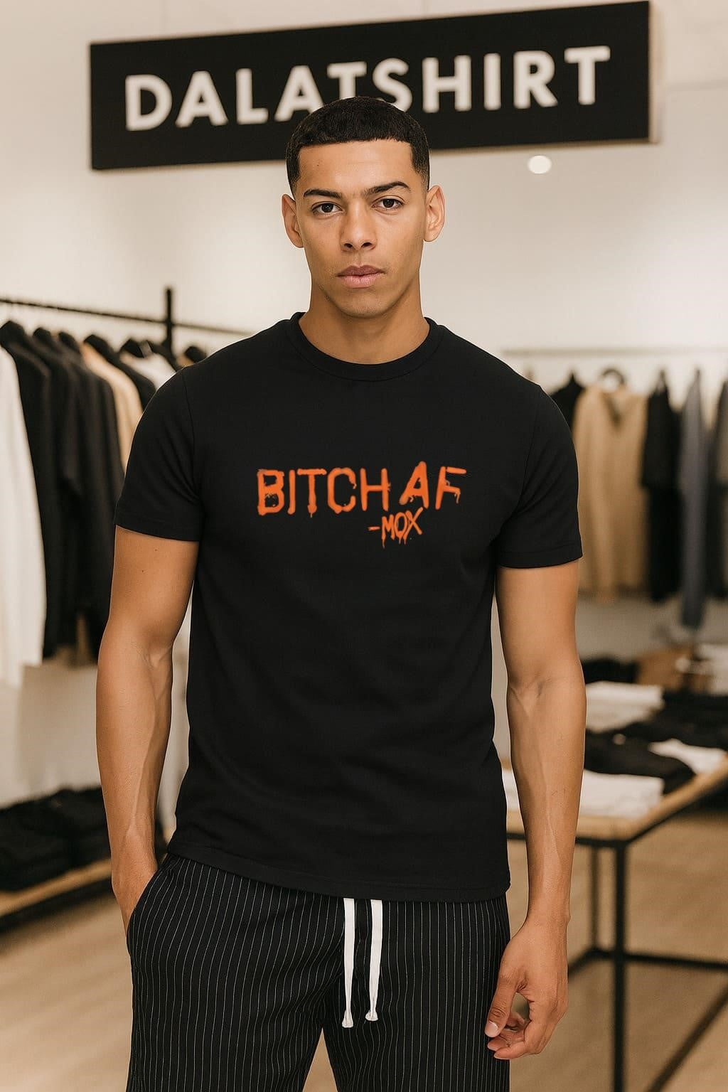 Bitch AF Mox Orange Spray Paint Graffiti Style shirt