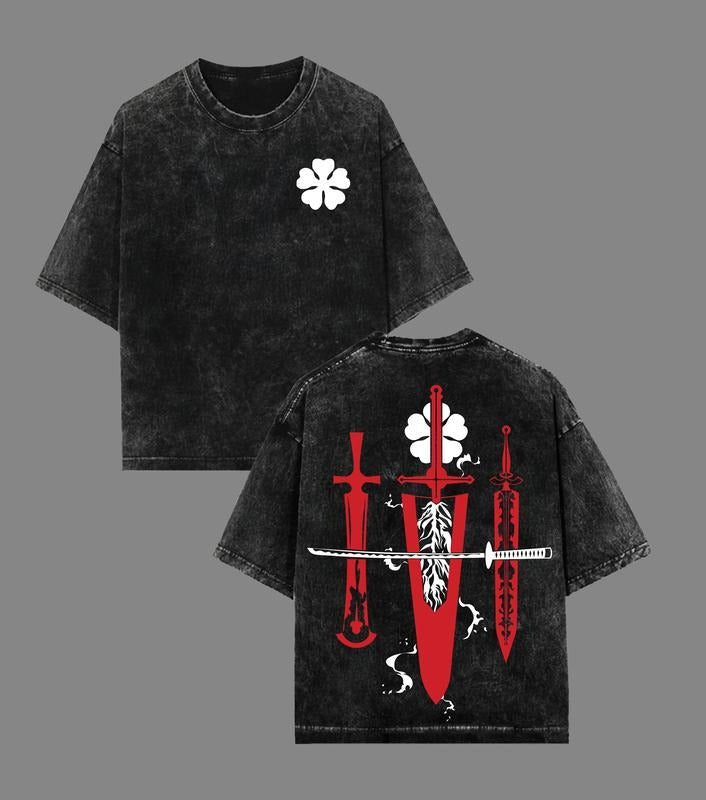 Black Clover Anime Basic Washed Oversize Anime Manga Washed Heavyweight Anime Fan Anime Lover (1)