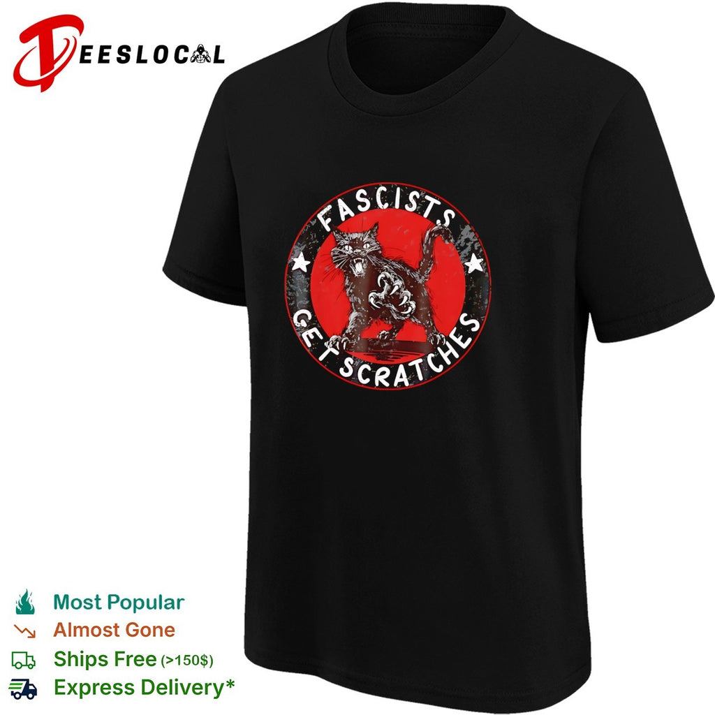 Black cat hissing claws out fascists get scratches shirt