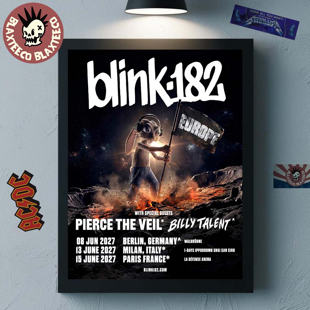 Blink-182 Europe Tour 2027 For Germany Italy And France Schedule Dates Home Decor Poster Canvas