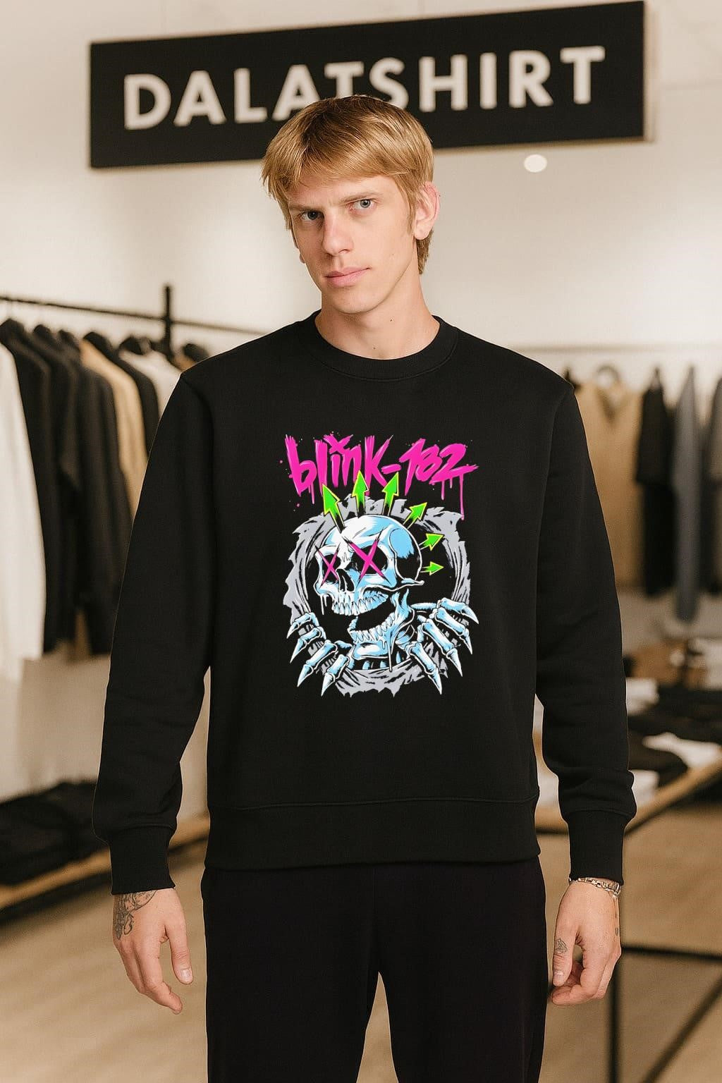 Blink-182 Pink Script Punk Skull shirt