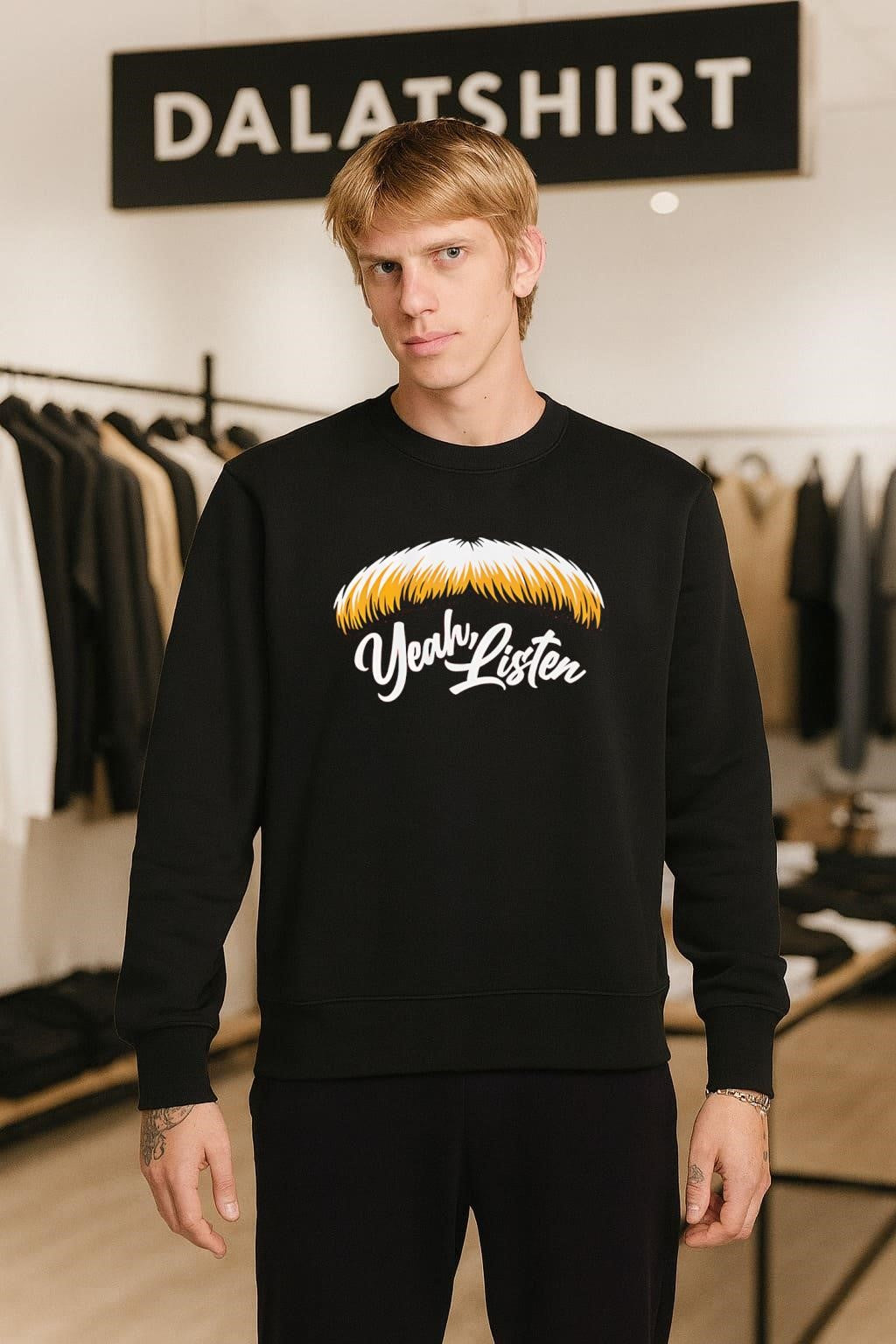 Blonde Mustache Yeah Listen 96.5 THE FAN Sports Talk Radio shirt