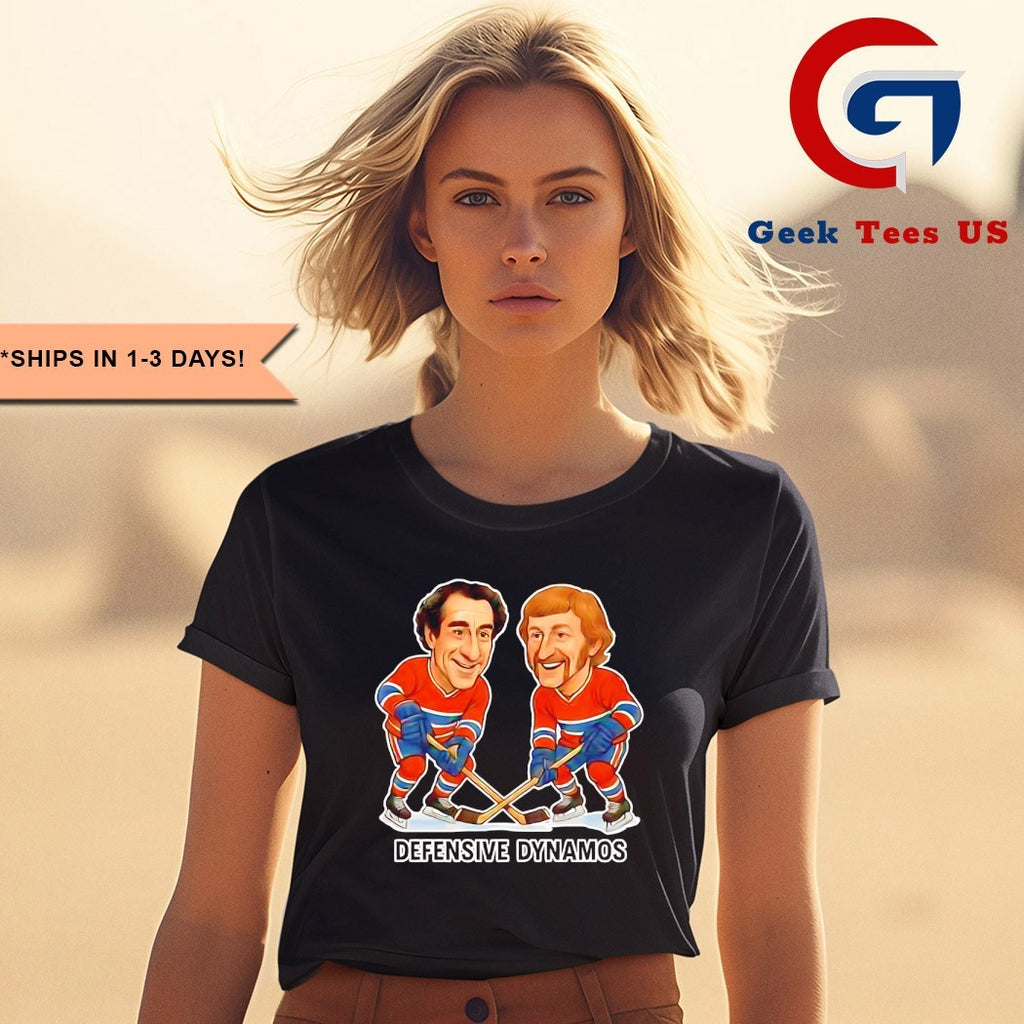 Bob Gainey and Larry Robinson Defensive Dynamos Hockey caricatures shirt