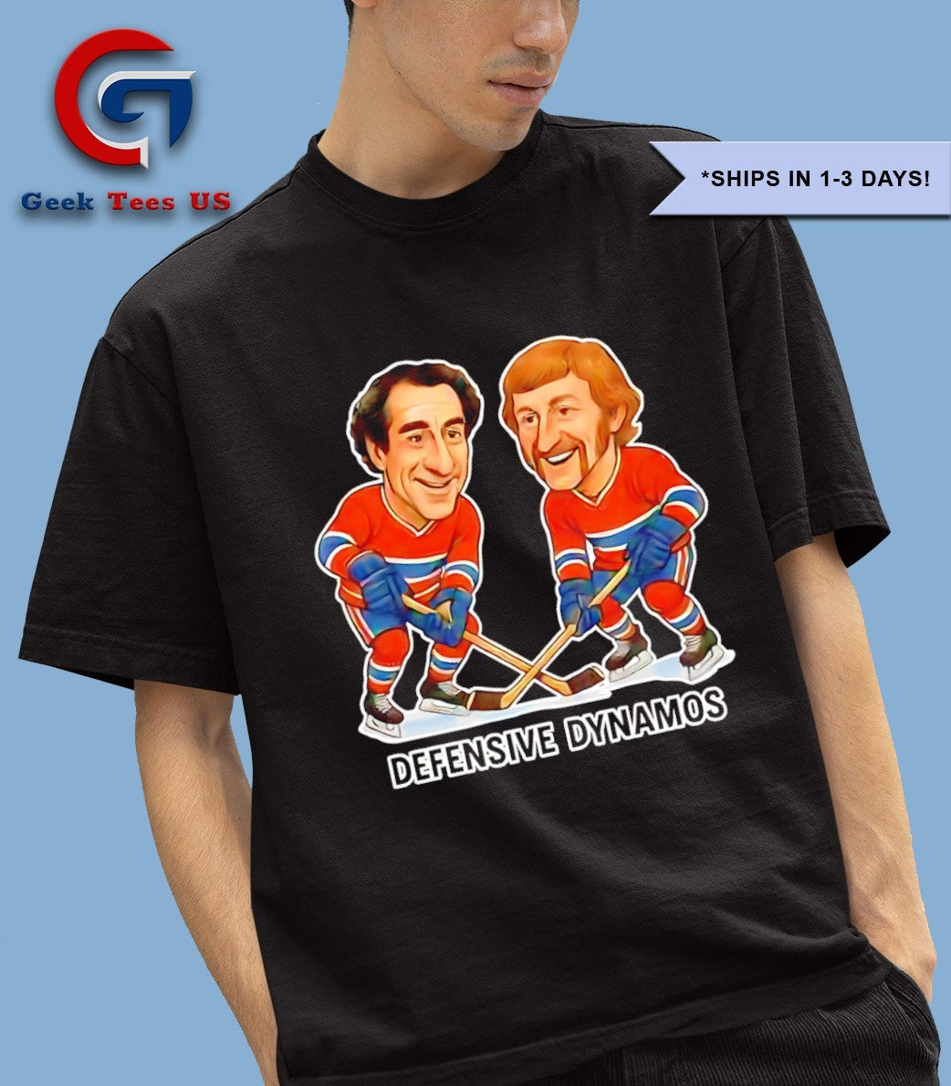 Bob Gainey and Larry Robinson Defensive Dynamos Hockey caricatures shirt