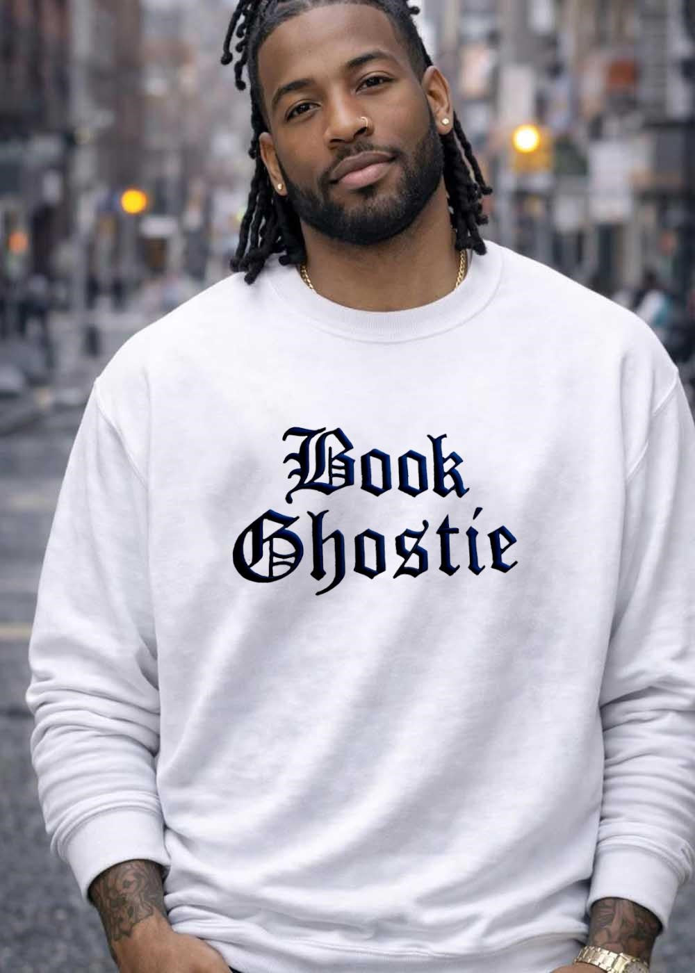 Book Ghostie Embroidered Book Lover T-Shirt