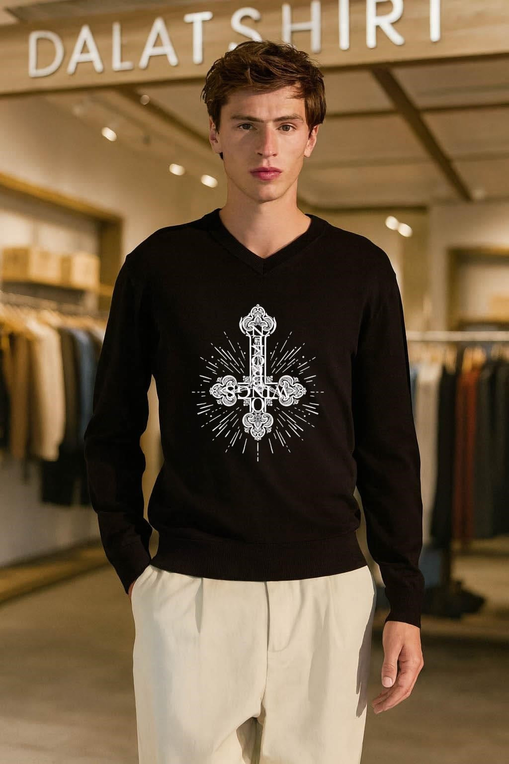 Broken Wings Inverted Cross Gothic Ornamental shirt