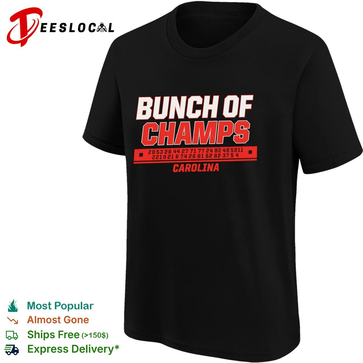 Bunch of Champs Carolina football numbers shirt