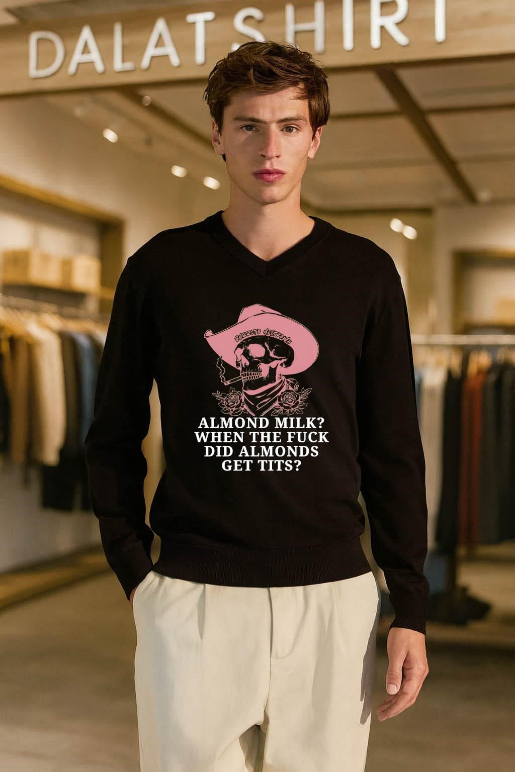 Burrito Meltdown Cowboy Skull Roses Almond Milk When Do Almonds Get Tits shirt