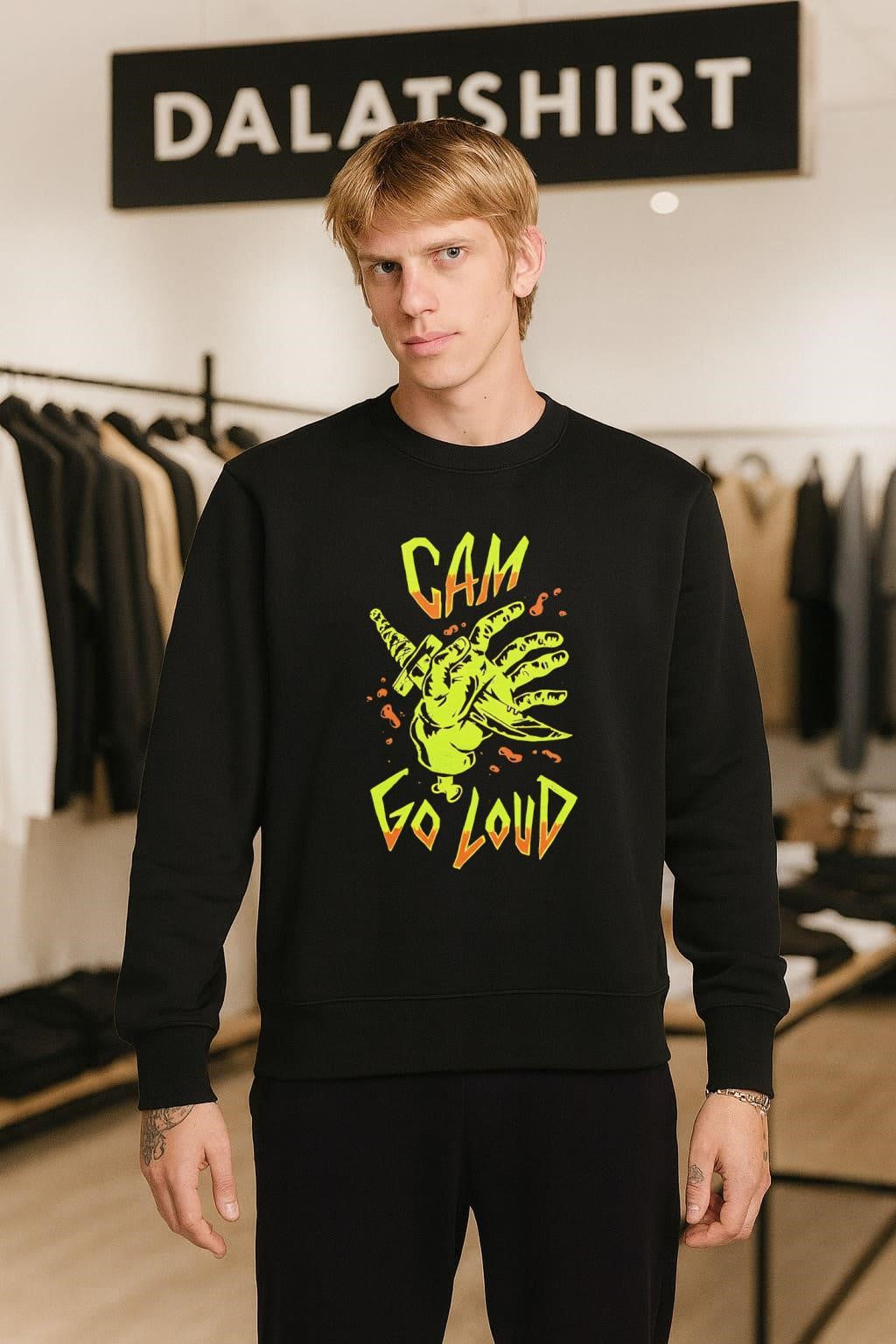 CAM Go Loud Severed Zombie Hand With Dagger Horror shirt