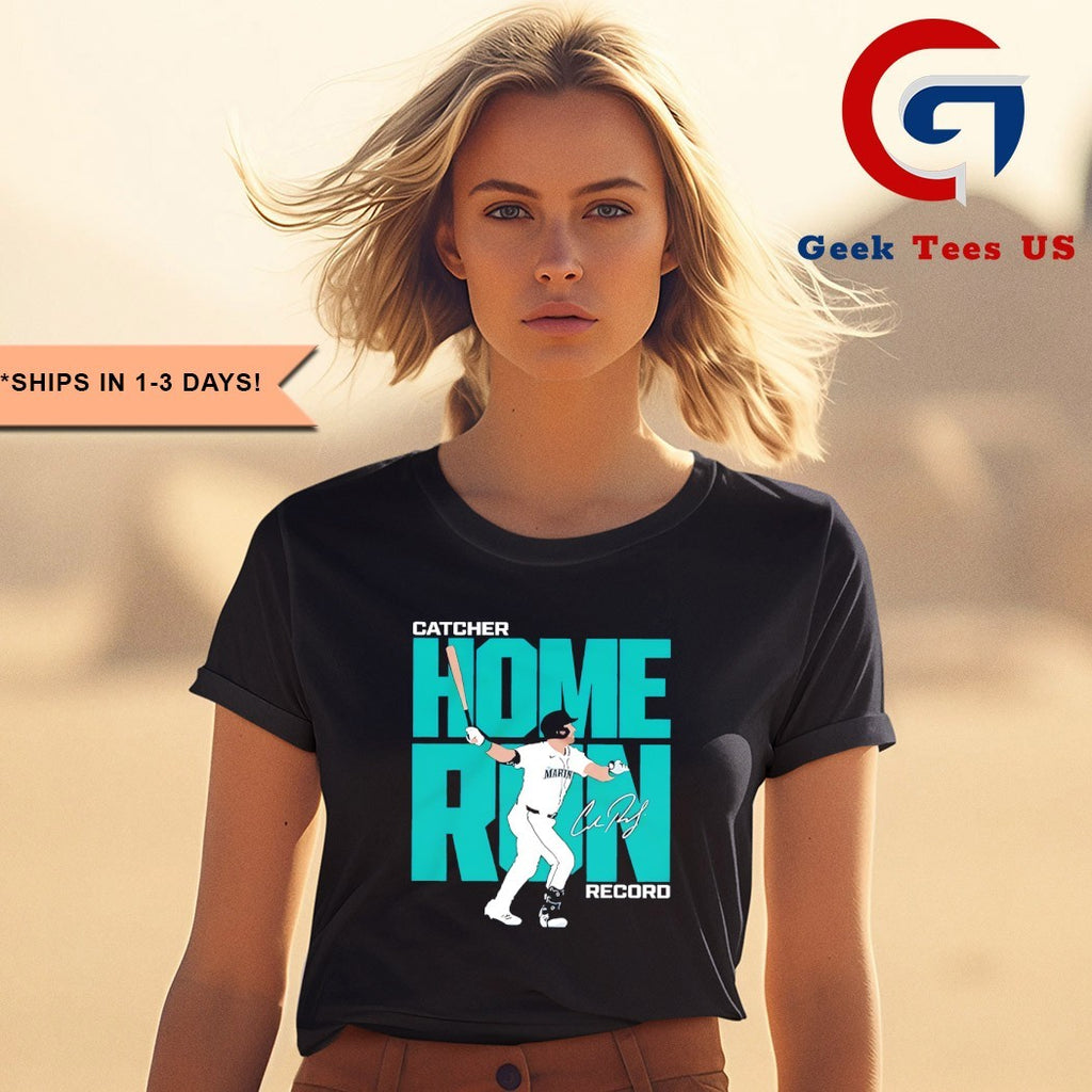 Cal Raleigh Seattle Mariners MLB Catcher Home Run Record signature shirt